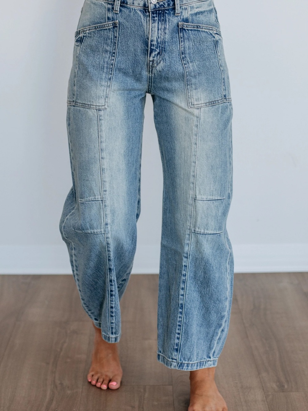 Light Wash Denim Barrel Jeans